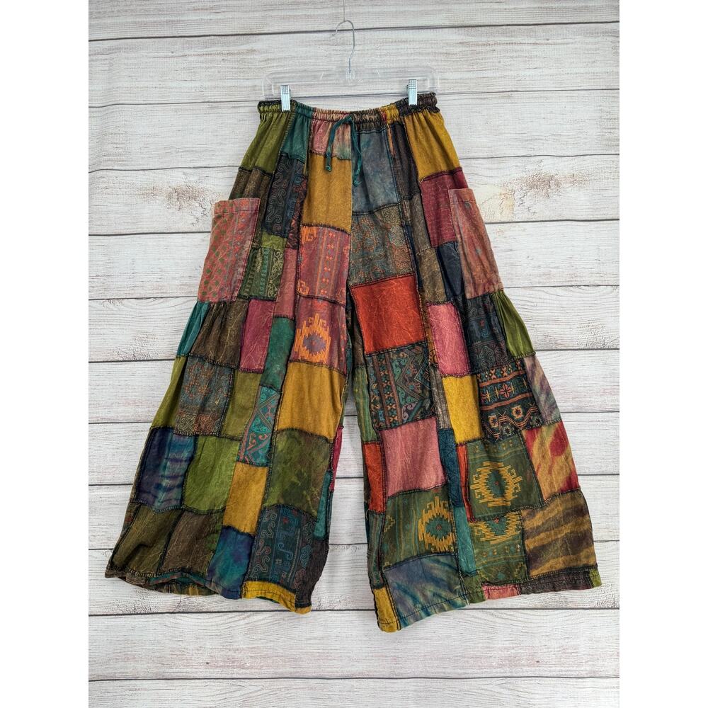 Kathmandu Imports Patchwork Wide Leg Harem Pants Womens One Size Multicolor BOHO